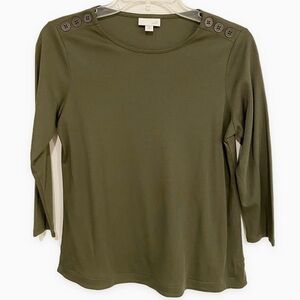 J. Jill | Olive Cotton Blouse 3/4 Sleeves Lightweight Green Size Petite XS NWOT
